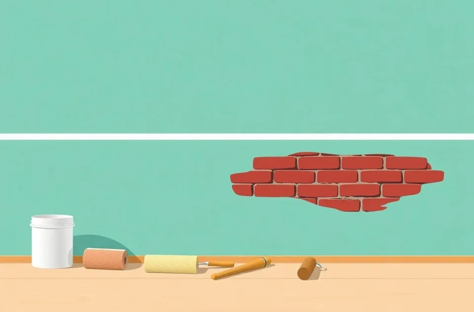 Outils de peinture disposés dans l'ordre des étapes du chantier